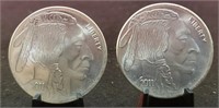(2) 2011 One Troy Oz. Silver Rounds
