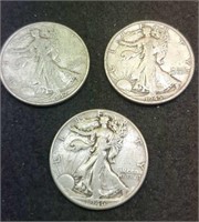 1945-S, 1946, 1947 Walking Liberty Silver