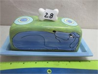 ADORABLE DOG BUTTER DISH - NEW