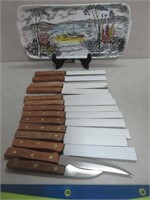 NEW STEAK KNIVES - 14PCS + TRAY