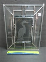 STAINED GLASS HERON SUNCATCHER 14X17 INCHES
