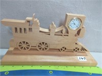 HAND CRAFTED WOODEN TRAIN CLOCK