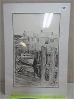 NEAT PAUL NOWLAN HARBOUR SKETCH 14X20 INCHES