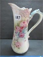 LOVELY VINTAGE PAINTED ROSE PITCHER