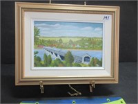 SIGNED COVERED BRIDGE PAINTING 13X10 INCHES