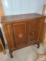Antique wood cabinet 36W X 40H X 18D, 2-doors, 1