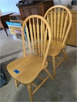 2-Oak Chairs Kitchen Table Style