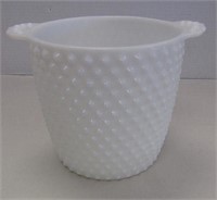 White Milk Glass Ice Bucket- HOBNAIL