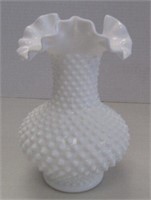 FENTON 7.5" Hobnail Milk Glass Vase