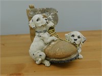 2 Dogs / Shoe Pottery Garden Decoration - 8" Tall
