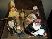 Box of Assorted Wooden Santa Clauses
