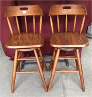 Pair of Vintage Oak Barstools