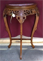 Rose Marble Carved Half Round Plant Stand