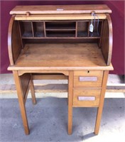 Vintage Maple Child's Roll Top Desk