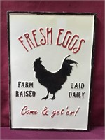 Fresh Eggs Enamel Painted Sign