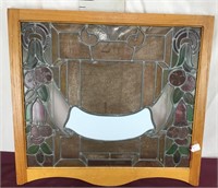Stained Glass in Oak Frame, Beautiful and Colorful