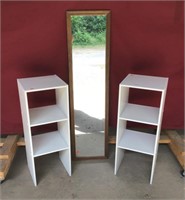 Two Small White Shelves And Dressing Mirror