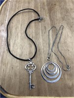 Sterling Key & Sterling Circles Necklace.