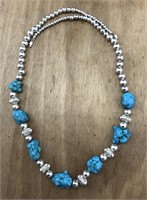 Turquoise Nugget & Nickel Silver Necklace