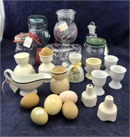 Old Jars & Egg Cups & Eggs & Pie Vents
