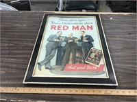 FRAMED RED MAN LITHO