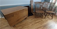 Gate Leg Solid Wood Table & Chair Set