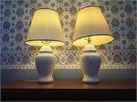 Pair of White Cermaic Table Lamps