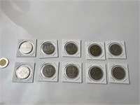 Canada 10 x 1$ en nickel 1970, 1972, 1978, 1982,