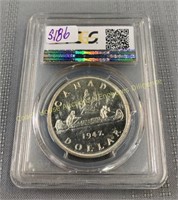 1947 Maple Leaf Doubled HP certified dollar MS63