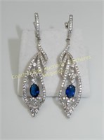 Pair sterling silver earrings with blue stones