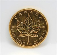1986 Maple Leaf 1/4-oz. 9999 fine gold, pièce en