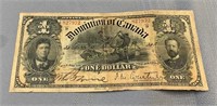 1898 Dominion of Canada 1 dollar note, billet de