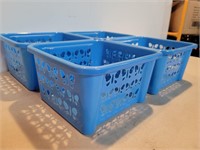 4 Blue Butterfly Patterned Organizing Baskets