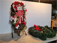 Christmas Decor Wreath@36inAx10inD Rod IronBasket