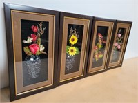 4 Shadow Box Flower Pictures 7 1/4inWx13 1/4inHx