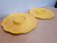 2 Mela-Ware Bright Yellow Serving Plates