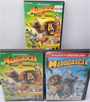 Lot of 3 Children's Madagascar DVD's