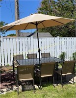 Patio Set - Table, 6 Chairs & Umbrella