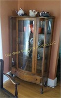 Antique Curved Glass Curio Cabinet- Very Nice