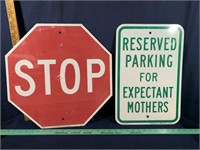 Stop Sign and Reserved Parking Sign