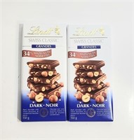 2X150g LINDT DARK CHOCOLATE WITH WHOLE HAZELNUTS