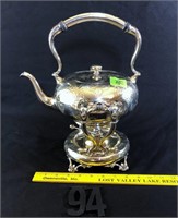 Ornate Tea Pot on stand with Sterno Oil Burner