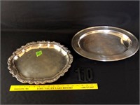 Silver Plate Meat Tray & Ornate Silver Tray