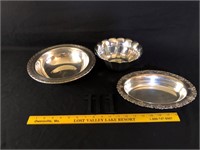 3 Silver Plate Bowls (1 Sheffield Boston)