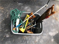 Tub of Tools, Saws & Garden Tools