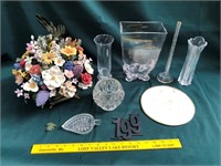 Vases - Clear Glass & Ceramic Flowers