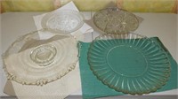 4 Clear Glass Decorative Platters