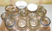Large Lot of Clear Mason Jars & a Funnel