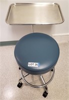 Adjustable Rolling Stool & Adjustable Tray Table