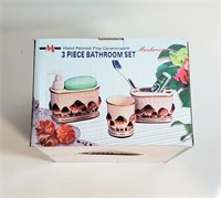 HAND PAINTED FINE CERAMICWARE 3PC BATHROOM SET